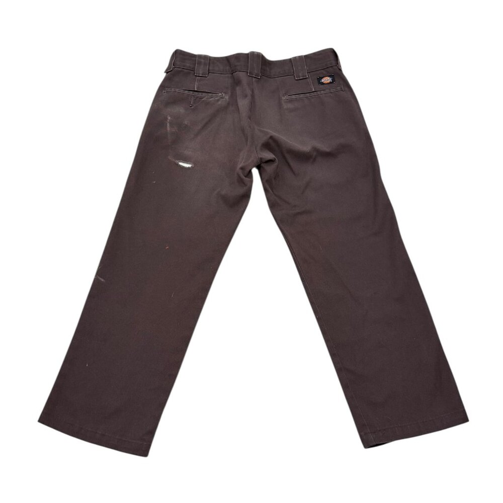 Men’s Dickies Slim Straight Work Pants Brown Distressed Paint Splatter - Picture 15 of 15